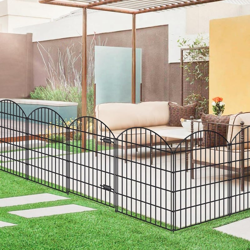 FOREHOGAR Metal Garden Fence with Gate 36in (H) x 23.3ft (L), 1 Gate+ 9 Panels Dog Fence Border Fence Animal Barrier, No Dig Garden Fencing for Yard Flower Bed Lawn Patio Outdoor, ECG3610, Black - Image 5